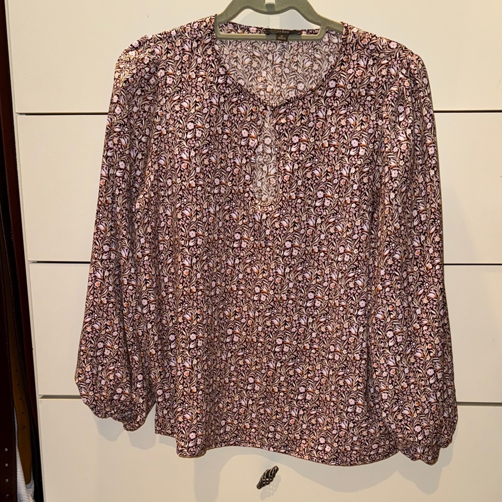 J. Crew Orange, Purple and Pink long Sleeve Relaxed Blouse